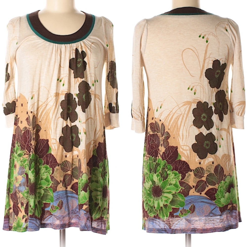 Orion London floral 3/4 sleeve shift dress, small